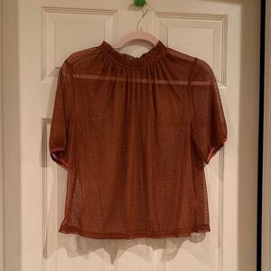 Elegant Sheer Brown Blouse
